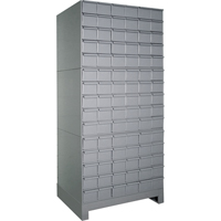Industrial Drawer Cabinets With Base, 90 Drawers, 34-1/8" W x 12-1/4" D x 69-1/8" H, Grey Equipment World