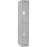 Clean Line Lockers, 2 -tier, 12" x 18" x 72", Steel, Grey, Rivet (Assembled) Equipment World