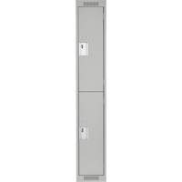 Clean Line Lockers, 2 -tier, 12" x 18" x 72", Steel, Grey, Rivet (Assembled) Equipment World
