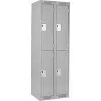 Clean Line Lockers, 2 -tier, Bank of 2, 24" x 18" x 72", Steel, Grey, Rivet (Assembled) Equipment World
