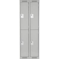 Clean Line Lockers, 2 -tier, Bank of 2, 24" x 18" x 72", Steel, Grey, Rivet (Assembled) Equipment World