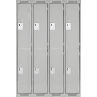 Clean Line Lockers, 2 -tier, Bank of 4, 48" x 18" x 72", Steel, Grey, Rivet (Assembled) Equipment World