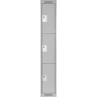 Clean Line Lockers, 3 -tier, 12" x 18" x 72", Steel, Grey, Rivet (Assembled) Equipment World