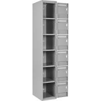 Clean Line Lockerettes, 6 -tier, Bank of 4, 48" x 18" x 72", Steel, Grey, Rivet (Assembled) Equipment World
