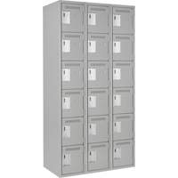 Clean Line Lockerettes, 6 -tier, Bank of 3, 36" x 18" x 72", Steel, Grey, Rivet (Assembled) Equipment World