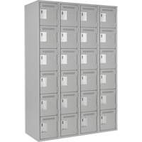 Clean Line Lockerettes, 6 -tier, Bank of 4, 48" x 18" x 72", Steel, Grey, Rivet (Assembled) Equipment World