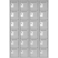 Clean Line Lockerettes, 6 -tier, Bank of 4, 48" x 18" x 72", Steel, Grey, Rivet (Assembled) Equipment World