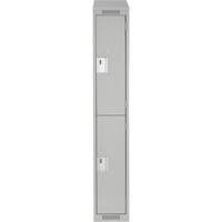 Clean Line Lockers, 2 -tier, 12" x 18" x 78", Steel, Grey, Rivet (Assembled) Equipment World