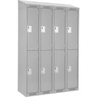 Clean Line Lockers, 2 -tier, Bank of 4, 48" x 18" x 78", Steel, Grey, Rivet (Assembled) Equipment World