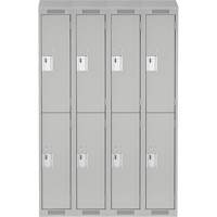Clean Line Lockers, 2 -tier, Bank of 4, 48" x 18" x 78", Steel, Grey, Rivet (Assembled) Equipment World