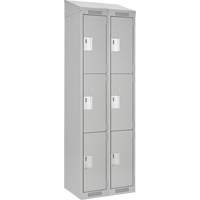 Clean Line Lockers, 3 -tier, Bank of 2, 24" x 18" x 78", Steel, Grey, Rivet (Assembled) Equipment World