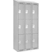 Clean Line Lockers, 3 -tier, Bank of 3, 36" x 18" x 78", Steel, Grey, Rivet (Assembled) Equipment World