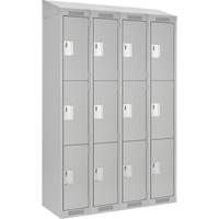 Clean Line Lockers, 3 -tier, Bank of 4, 48" x 18" x 78", Steel, Grey, Rivet (Assembled) Equipment World