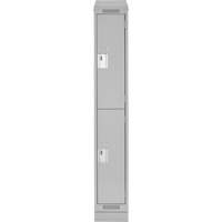 Clean Line Lockers, 2 -tier, 12" x 18" x 82", Steel, Grey, Rivet (Assembled) Equipment World