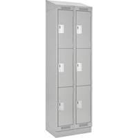 Clean Line Lockers, 3 -tier, Bank of 2, 24" x 18" x 82", Steel, Grey, Rivet (Assembled) Equipment World