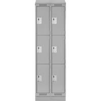Clean Line Lockers, 3 -tier, Bank of 2, 24" x 18" x 82", Steel, Grey, Rivet (Assembled) Equipment World