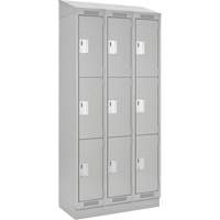 Clean Line Lockers, 3 -tier, Bank of 3, 36" x 18" x 82", Steel, Grey, Rivet (Assembled) Equipment World