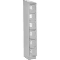 Clean Line Lockerette, 6 -tier, 12" x 18" x 82", Steel, Grey, Rivet (Assembled) Equipment World