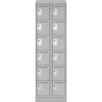 Clean Line Lockerette, 6 -tier, Bank of 2, 24" x 18" x 82", Steel, Grey, Rivet (Assembled) Equipment World