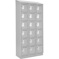 Clean Line Lockerette, 6 -tier, Bank of 3, 36" x 18" x 82", Steel, Grey, Rivet (Assembled) Equipment World