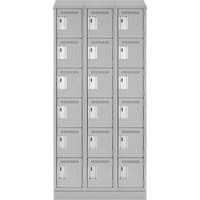Clean Line Lockerette, 6 -tier, Bank of 3, 36" x 18" x 82", Steel, Grey, Rivet (Assembled) Equipment World