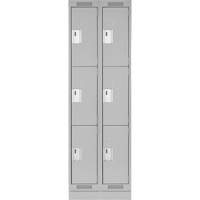 Clean Line Lockers, 3 -tier, Bank of 2, 24" x 18" x 76", Steel, Grey, Rivet (Assembled) Equipment World