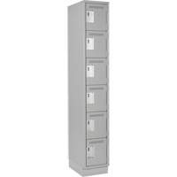 Clean Line Lockerette, 6 -tier, 12" x 18" x 76", Steel, Grey, Rivet (Assembled) Equipment World