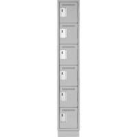 Clean Line Lockerette, 6 -tier, 12" x 18" x 76", Steel, Grey, Rivet (Assembled) Equipment World