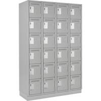 Clean Line Lockerette, 6 -tier, Bank of 4, 48" x 18" x 76", Steel, Grey, Rivet (Assembled) Equipment World