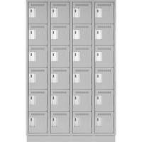 Clean Line Lockerette, 6 -tier, Bank of 4, 48" x 18" x 76", Steel, Grey, Rivet (Assembled) Equipment World