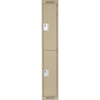 Clean Line Lockers, 2 -tier, 12" x 18" x 72", Steel, Beige, Rivet (Assembled) Equipment World