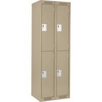 Casiers Clean Line, 2 niveaux, Bloc de 2, 24" x 18" x 72", Acier, Beige, Rivet (assembl&eacute;) Equipment World