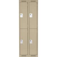 Casiers Clean Line, 2 niveaux, Bloc de 2, 24" x 18" x 72", Acier, Beige, Rivet (assembl&eacute;) Equipment World