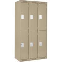 Casiers Clean Line, 2 niveaux, Bloc de 3, 36" x 18" x 72", Acier, Beige, Rivet (assembl&eacute;) Equipment World