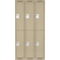 Casiers Clean Line, 2 niveaux, Bloc de 3, 36" x 18" x 72", Acier, Beige, Rivet (assembl&eacute;) Equipment World