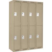 Clean Line Lockers, 2 -tier, Bank of 4, 48" x 18" x 72", Steel, Beige, Rivet (Assembled) Equipment World