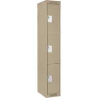 Clean Line Lockers, 3 -tier, 12" x 18" x 72", Steel, Beige, Rivet (Assembled) Equipment World