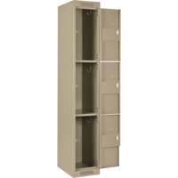 Clean Line Lockers, 3 -tier, Bank of 4, 48" x 18" x 72", Steel, Beige, Rivet (Assembled) Equipment World