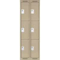 Clean Line Lockers, 3 -tier, Bank of 2, 24" x 18" x 72", Steel, Beige, Rivet (Assembled) Equipment World