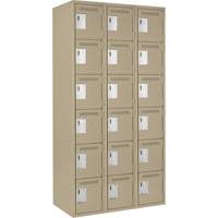 Petits casiers Clean Line, 6 niveaux, Bloc de 3, 36" x 18" x 72", Acier, Beige, Rivet (assembl&eacute;) Equipment World