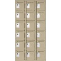 Petits casiers Clean Line, 6 niveaux, Bloc de 3, 36" x 18" x 72", Acier, Beige, Rivet (assembl&eacute;) Equipment World