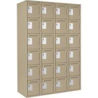 Petits casiers Clean Line, 6 niveaux, Bloc de 4, 48" x 18" x 72", Acier, Beige, Rivet (assembl&eacute;) Equipment World