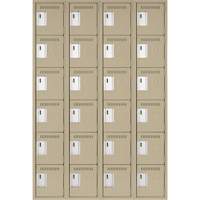 Petits casiers Clean Line, 6 niveaux, Bloc de 4, 48" x 18" x 72", Acier, Beige, Rivet (assembl&eacute;) Equipment World