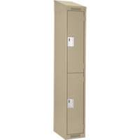 Clean Line Lockers, 2 -tier, 12" x 18" x 78", Steel, Beige, Rivet (Assembled) Equipment World