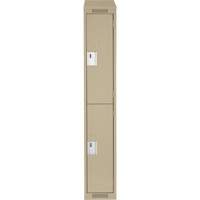 Clean Line Lockers, 2 -tier, 12" x 18" x 78", Steel, Beige, Rivet (Assembled) Equipment World