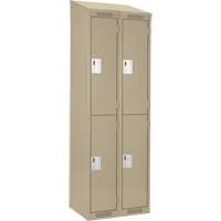 Casiers Clean Line, 2 niveaux, Bloc de 2, 24" x 18" x 78", Acier, Beige, Rivet (assembl&eacute;) Equipment World