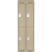 Casiers Clean Line, 2 niveaux, Bloc de 2, 24" x 18" x 78", Acier, Beige, Rivet (assembl&eacute;) Equipment World