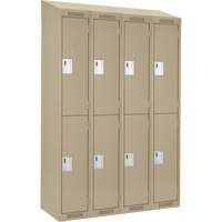Clean Line Lockers, 2 -tier, Bank of 4, 48" x 18" x 78", Steel, Beige, Rivet (Assembled) Equipment World