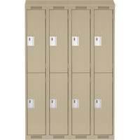 Clean Line Lockers, 2 -tier, Bank of 4, 48" x 18" x 78", Steel, Beige, Rivet (Assembled) Equipment World