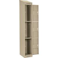 Clean Line Lockers, 3 -tier, Bank of 4, 48" x 18" x 78", Steel, Beige, Rivet (Assembled) Equipment World